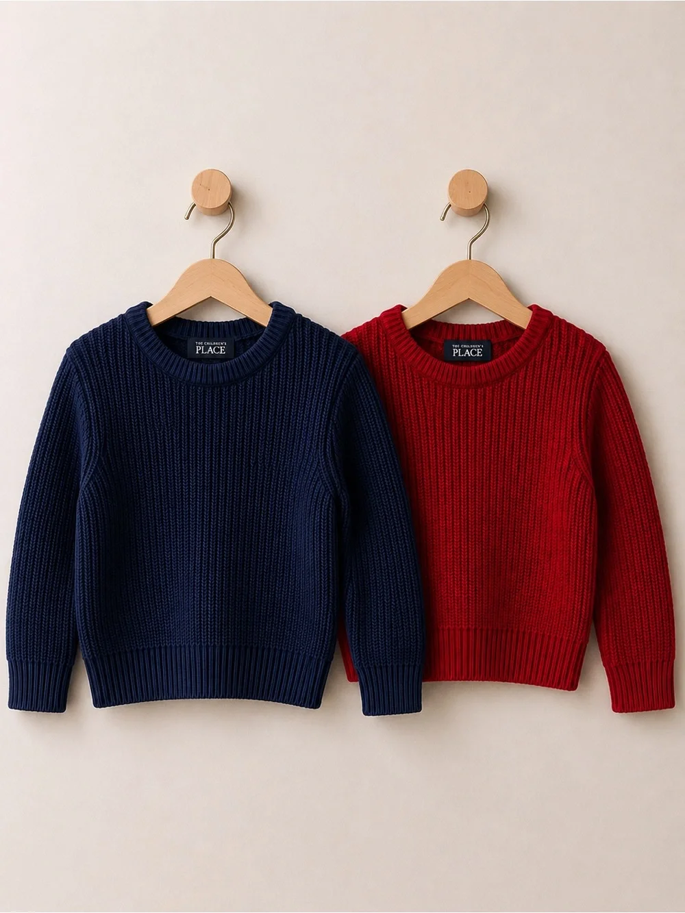 Bundle The Children's Place Crewneck Sweaters in Navy & Red-Size 2T